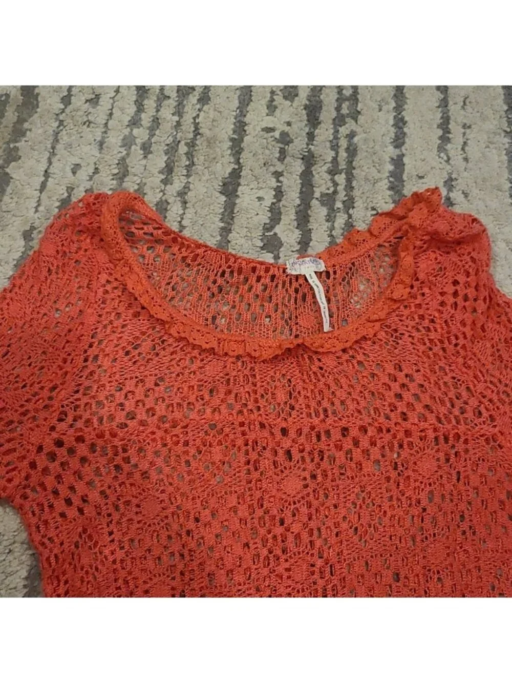 Free People Crochet Top, Geolace, Watermelon Pink